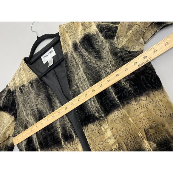 Chico's 0 Embroidered Velvet Brown Black Blazer Jacket Size Small Career Office - Picture 6 of 11